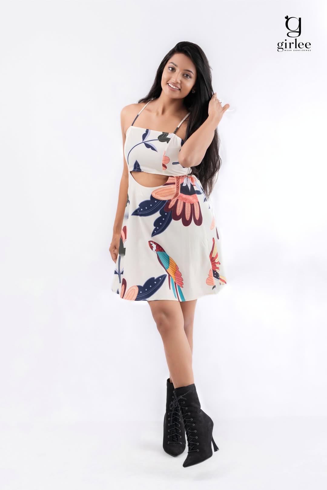 floral cutout dress